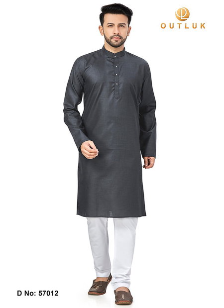 Black Colour Outluk 57 Cotton Party Wear Kurta With Pajama Mens Collection 57012
